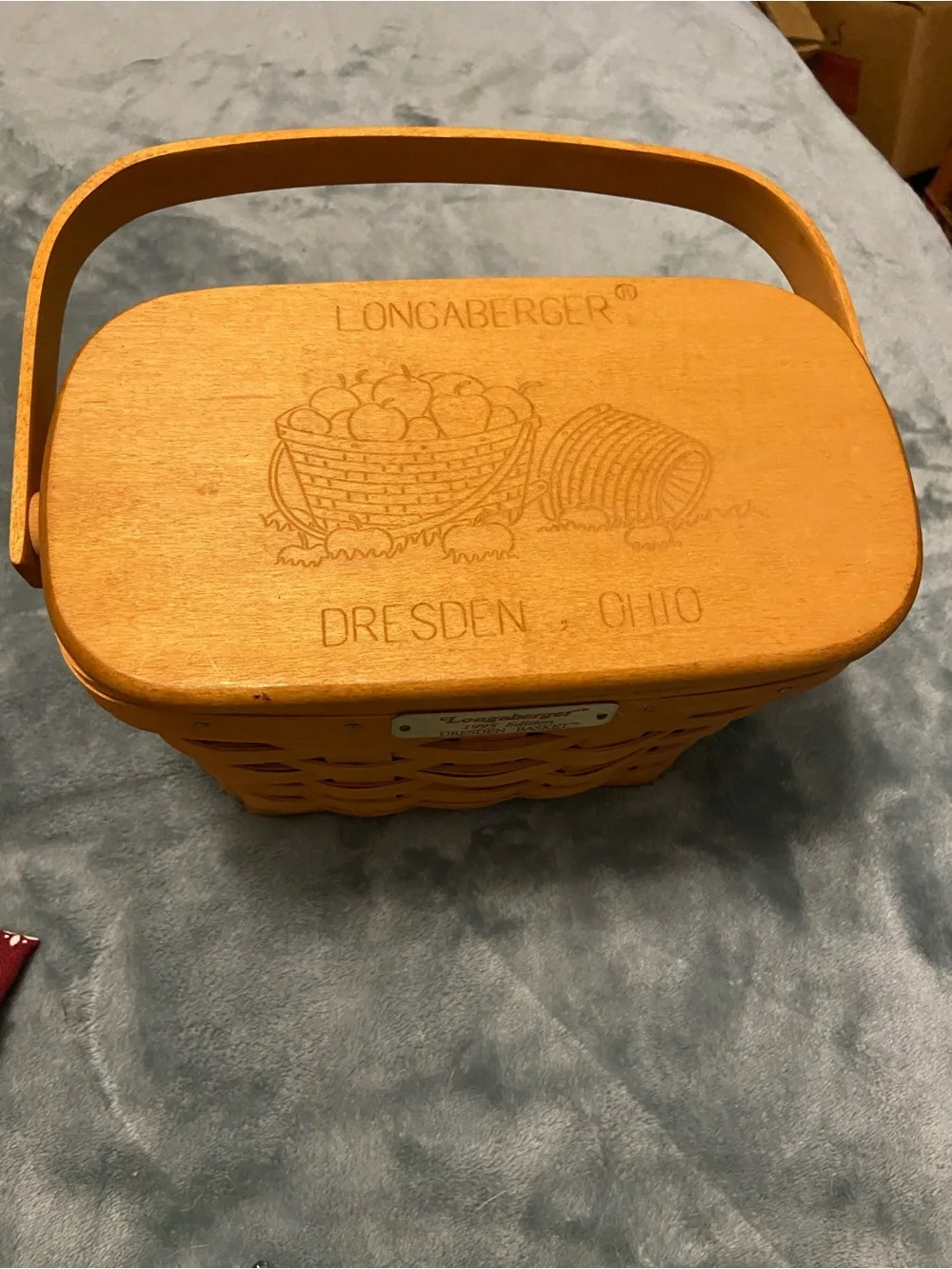 Longaberger 1995 Dresden baskets signatures lid protector 9x7